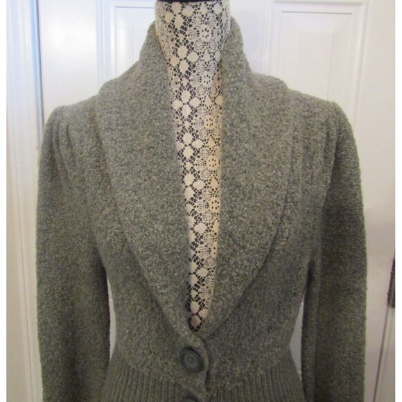 Moda International Cardigan Gray Wool Blend Button Front Sweater Size L - Picture 3 of 9